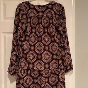 LOFT Printed Boho Tunic Dress with Layer Detail